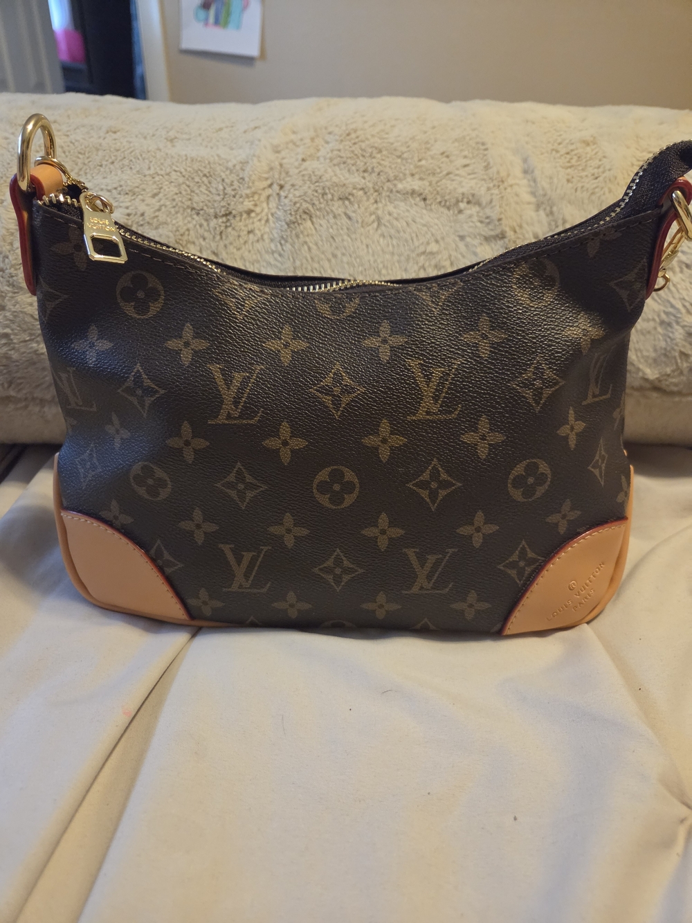 Brown Monogram Canvas Shoulder Bag with Gold Chain - Picture 2 of 10